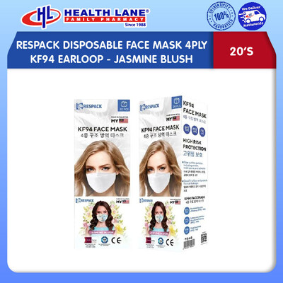 RESPACK DISPOSABLE FACE MASK 4PLY KF94 EARLOOP- JASMINE BLUSH (20'S)